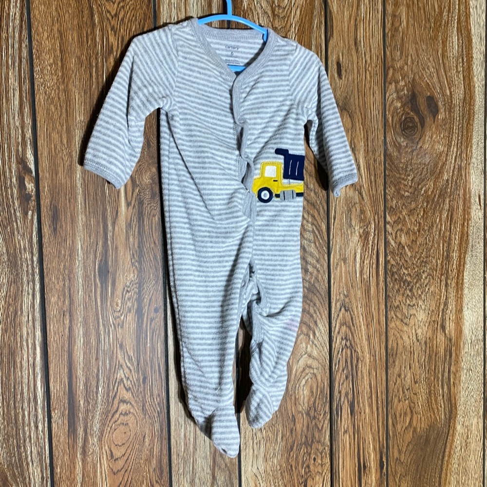 Carter's Gray and Yellow Footies with Truck Design